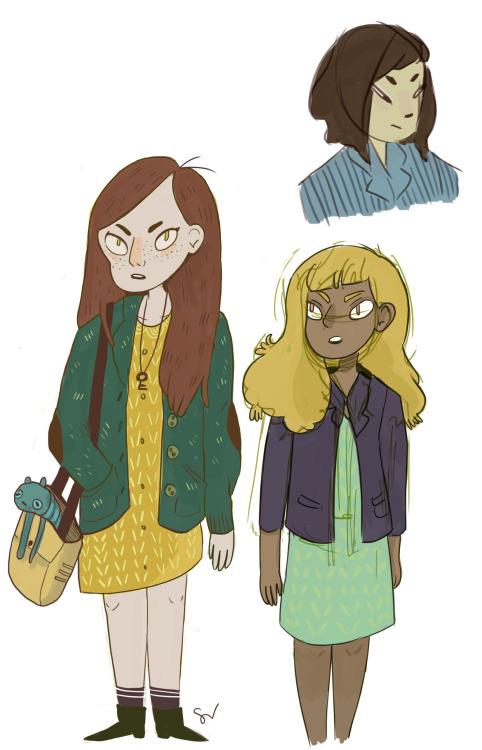 Some cute girls, warmup sketches from today! 
