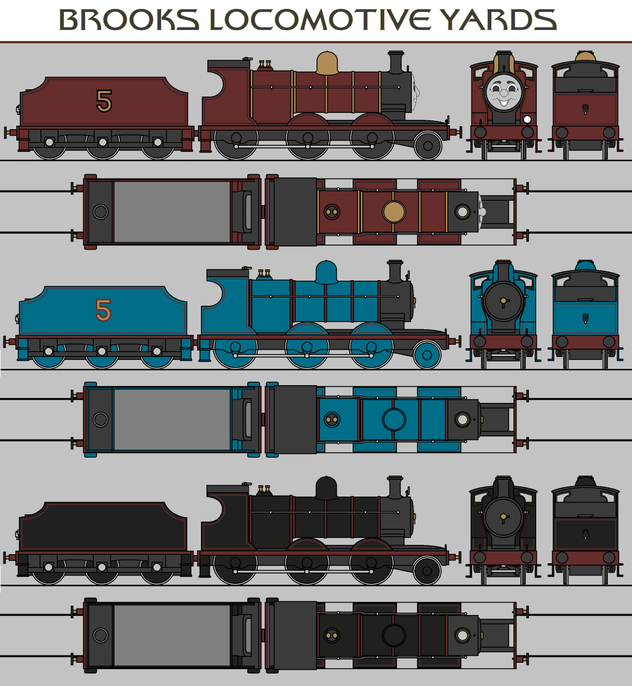 James the Splendid Red Engine! Here he is in NWR Mixed Red, NWR Express Passenger Blue, and L&Y goods black. Tell me if there are any other colors you want to see him in! #ttte#ttte fanart#ttte james#rws#rws sodor #island of sodor  #the railway series  #james the red engine #nwr #north western railway