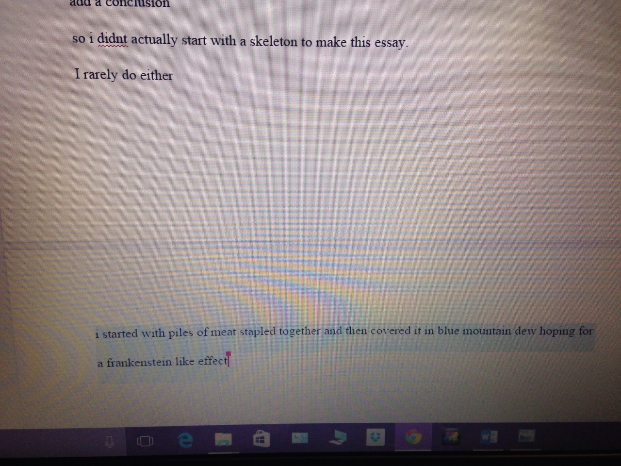 Helping hematight write his first paper since he was in middle school. The bottom