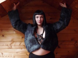 leathercoven:  my gorgeous transwitch friend modeling our Pentagram Harness with a coat I found in a rural antiques mall. 