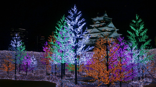 scentofapassion:Osaka Castle Memories by Nobuhito Mochizuki - Festival of the light in Osaka