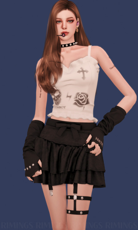 [RIMINGS] (G)I-DLE - TOMBOY Outfit - TOP / BOTTOM / NECKLACE / BRACELET - NEW MESH- ALL LODS- NORMA