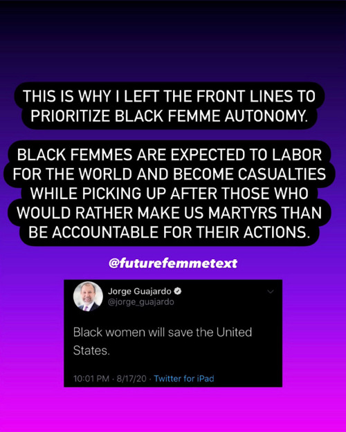 I don’t want to save the United States. Black femmes are not your avengers.