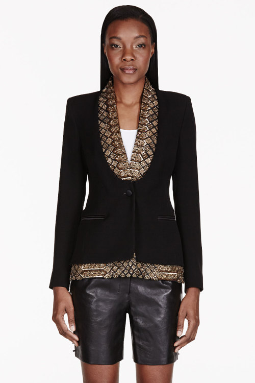 Black Sequined Layered Blazer