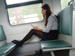 tightsobsession:  Candid black tights and