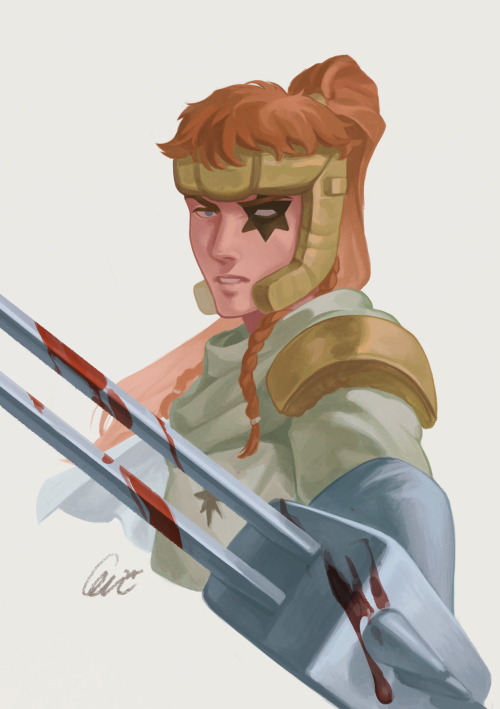 transguyhawkeye: [Image ID: a digital painting of Shatterstar from Marvel comics, from the bust up. 