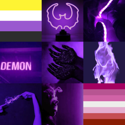Nonbinary purple demon lesbian moodboard for anon-mod mylo 
