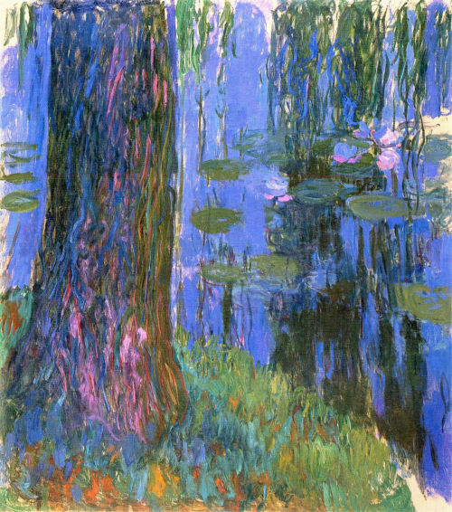 artist-monet: Weeping Willow and Water-Lily Pond, 1919, Claude Monet