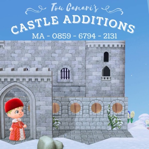 castle additions ✿ by bleucanaricrossing on ig #acnh#acnh design #acnh custom design #acnh pattern#animal crossing #type: custom design #building #type: face cutout standee #wall#winter#castle wall#medieval#window