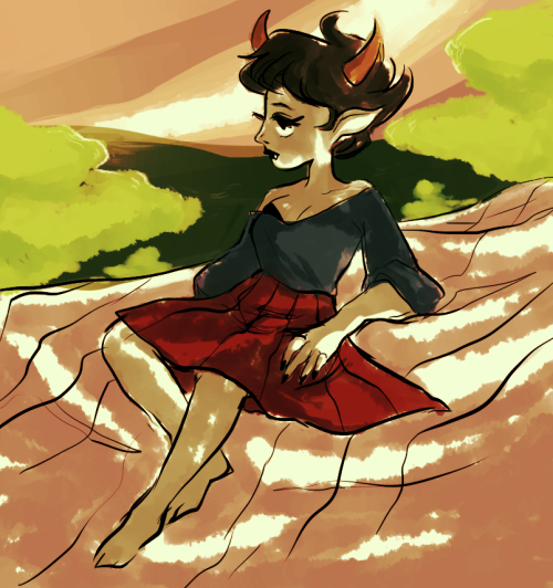 moonmolt:she’s on a roof sitting on some sheets i guess