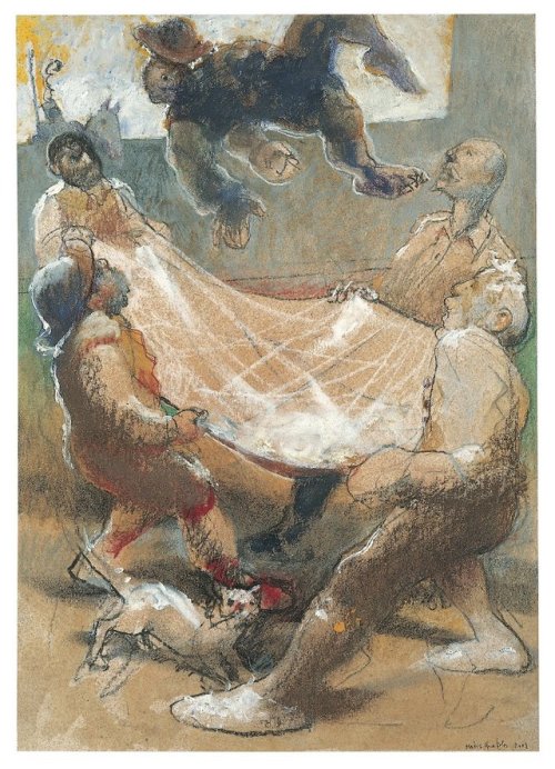 Sancho tossen (so high in the air on a blanket )  -   Matias Quetglas, 2001.Spanish,b.1946-Mixed med