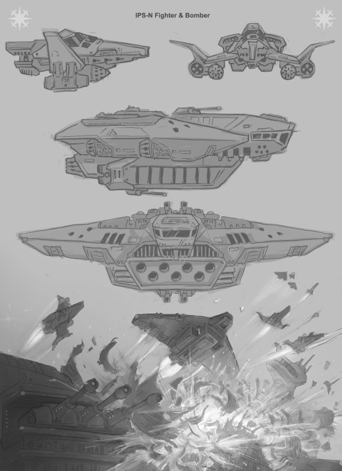 Lancer Battlegroup IPS-N fighter+bomber sketches