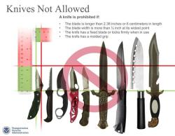 nbcnews:  TSA delays allowing small knives back on planes (Photo: TSA via AP)  The Transportation Security Administration has decided to delay a controversial new rule that would have allowed small knives to be carried on passenger aircraft. The new