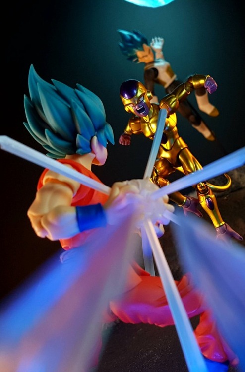 In these shots: Dragonball Z SH Figuarts Golden Frieza, SSGSS Vegeta, SSGSS GokuBanpresto Creator 