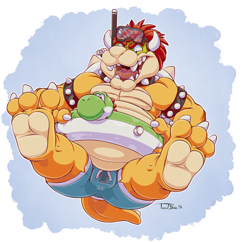 Summer time Bowser! Jumping in the water!