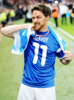 mcavoyclub:  James McAvoy of the Rest of the World celebrates victory in the Soccer Aid 2014 match at Old Trafford on June 8, 2014 in Manchester, England. 