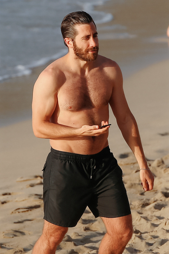 sbastianstan:Jake Gyllenhaal at St. Barts Beach (2017)