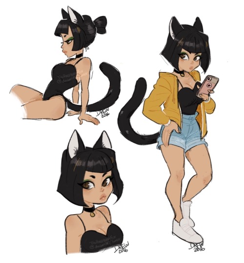 theraspberryfox:  Say hello to my new catgirl Cleo! I made her to really just draw her in different clothing and sometimes no clothing! >v> 