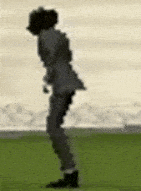 extremely low quality gif of a G-Mod model of Daisuke Jigen from Lupin The Third dancing. it looks like it was filmed on a potato