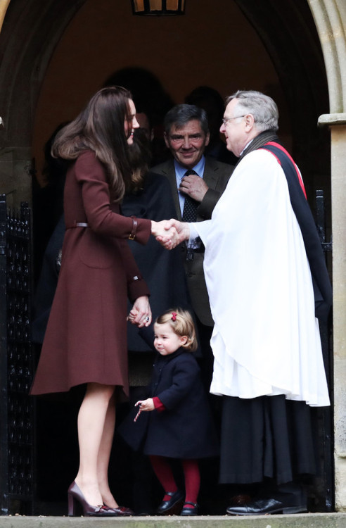 snapshotsofkate: The Duchess of Cambridge and Princess Charlotte leave following the service at St M