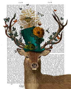 Canvaspaintings:  The Mad Hatter Deer Print, Deer Illustration Deer Print Art Illustration