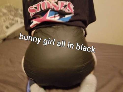 Bunny girl all in black, even her diaper 