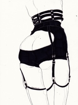 kaethebutcherillustrations:  Leg Sketch Eight ( creepyyeha check out her amazing lingerie design )by Kaethe Butcher