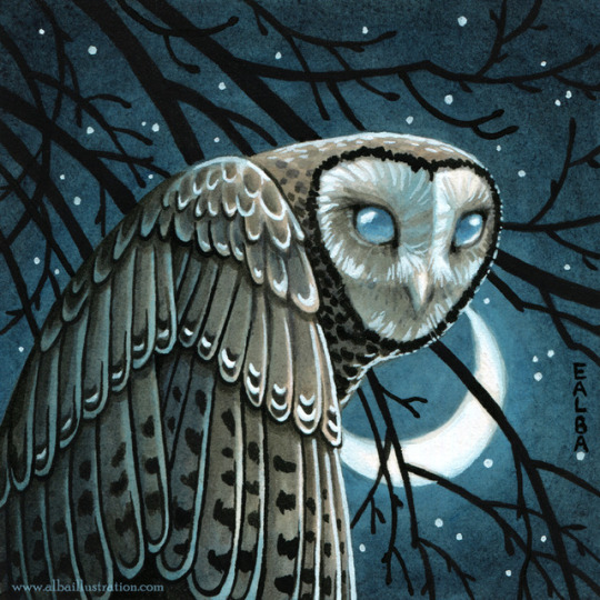 “Moon Seer” by Elisabeth Alba 3.5 x 3.5 inches ink, watercolor, acryla gouache For the “Blindness” challenge, Month of Fear...