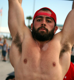 SWEAT dripping off his hairy pits.