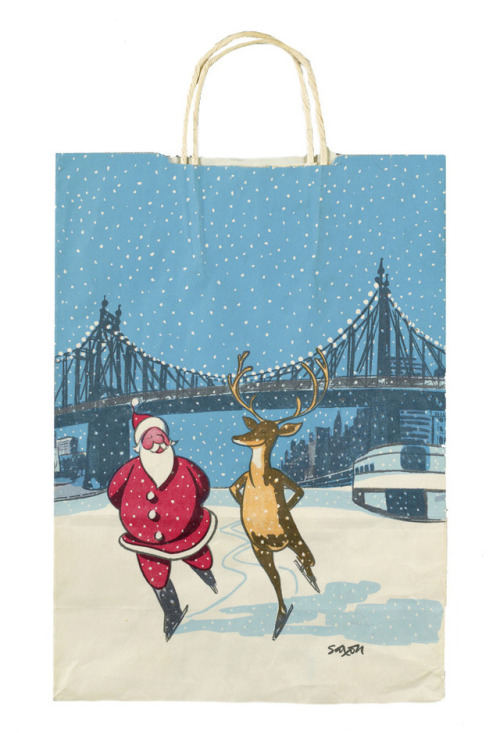 Christmas Shopping Bags by Bloomingdale’s New York, 1980s. 1/ Illustration Charles Saxon, no date. 2