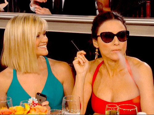 peoplemag: Julia Louis-Dreyfus and Reese Witherspoon, being fabulous (and hilarious!) as always. Reb