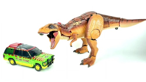 Transformers x Jurassic Park Tyrannocon Rex and JP93 in-hand images.