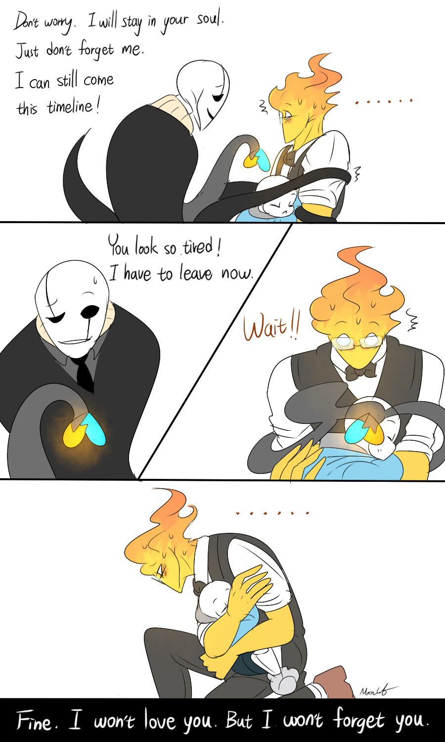 mooncatyao:  [Armbands] Grillby &amp; little SansThe reason why Grillby starts