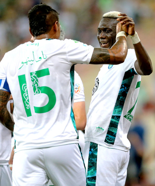 Alassane Ndao celebraion his goal vs. Damac during Saudi Professional League match.