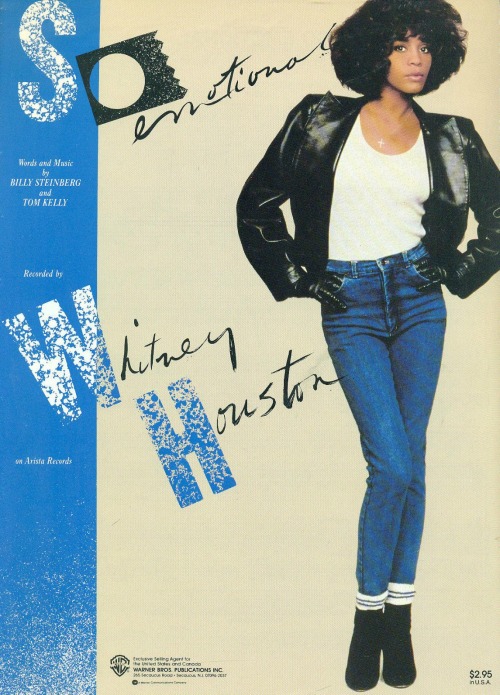 Whitney Houston So Emotional Sheet Music from 1987 and 1988 Calendar Photography –  