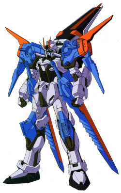 the-three-seconds-warning:LG-GAT-X105 Gale Strike Gundam  The LG-GAT-X105 Gale Strike Gundam is a variant of GAT-X105 Strike Gundam developed by mysterious organization known as Librarian Works. It first appeared in photo series Mobile Suit Gundam SEED