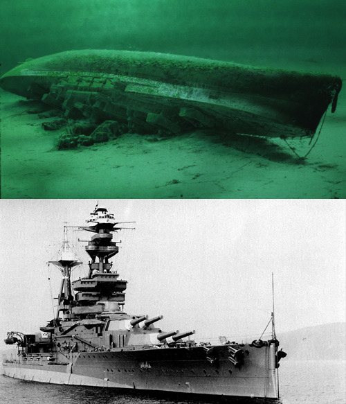 enrique262:The wreck of the HMS Repulse, sunk alongside the HMS Prince of Wales at