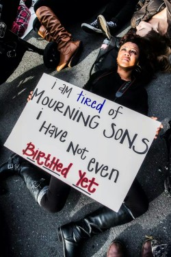 deportallwhitepeople2k14:  Powerful image from San Francisco Millions March. &ldquo;I am tired of mourning sons I have not even birthed yet&rdquo; Reproductive justice is important. *Not mine* 