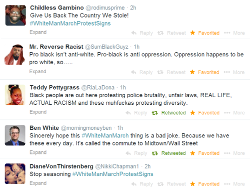 volcaniclungs:  Tweets addressing the White Man March.
