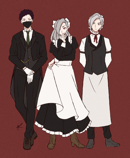 Butler/Maid AUChisaki Kai (BNHA)Kikumi Rui (BNHA OC)Kurono Hari (BNHA)These three is butler and maid