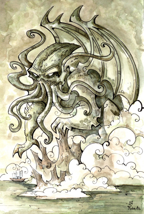 Cthulhu sketch - plan to do a bigger print worthy piece but it was fun to do this smaller sketch.www