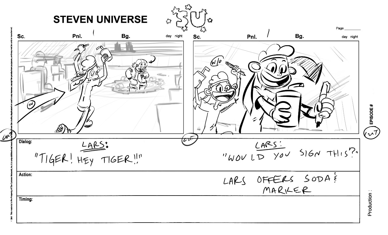 From Storyboard Artist Raven M. Molisee:  Lars’s traumatic Tiger Millionaire experience…