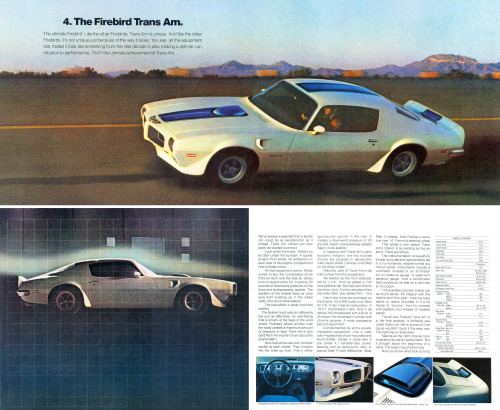 Pontiac Firebird brochure, 1970. The launch year for the second generation Firebird. Tooling and eng