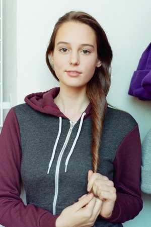 americanapparel:  Lea wearing the Unisex Flex Fleece Zip Hoodie at the American Apparel