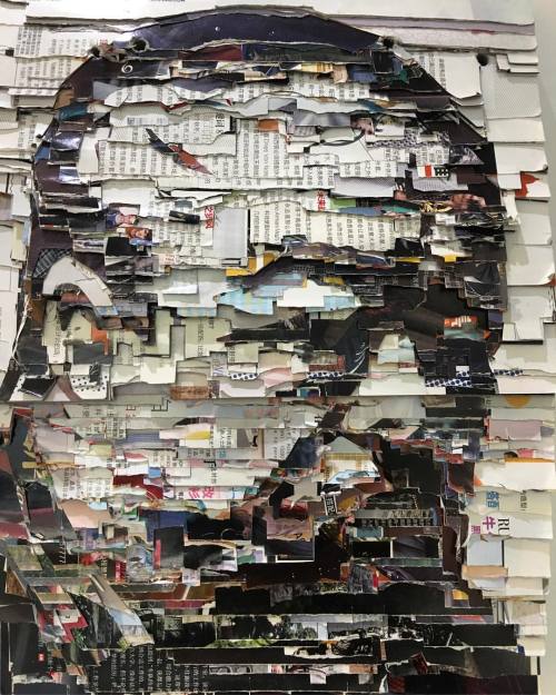 See his face in a magazine: collage portrait of @aiww by #LiQiang, 2015. @kleinsungallery #AiWeiWei 