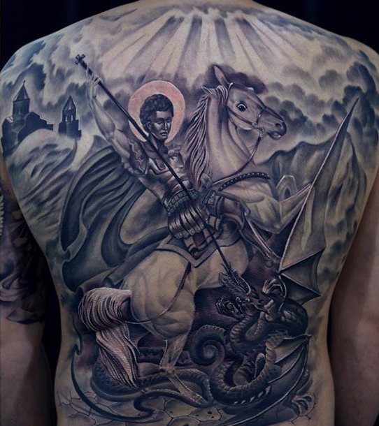 Saint George Versus the Dragon by Ian Robert McKown TattooNOW