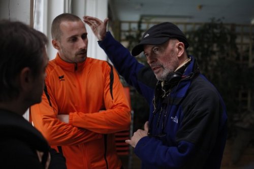 auteurstearoom: Matthias Schoenaerts and Director Jacques Audiard on the set of Rust and Bone.