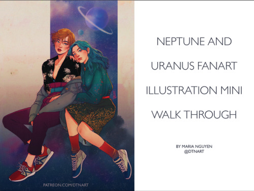 Setting up the PDF for my mini walkthrough of the Neptune&Uranus fanart for my patreon supporter