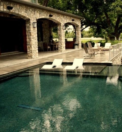 Pool - Modern PoolImage Of A Rectangular Infinity Hot Tub And Medium-sized Minimalist Tiles In The Backyard