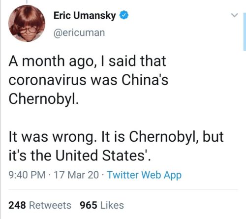 Chernobyl is a silly comparison to be honest, but notable how quickly the mood has shifted